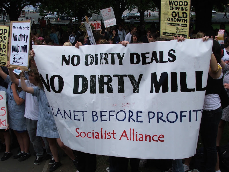 Pulp mill protest in Tasmania