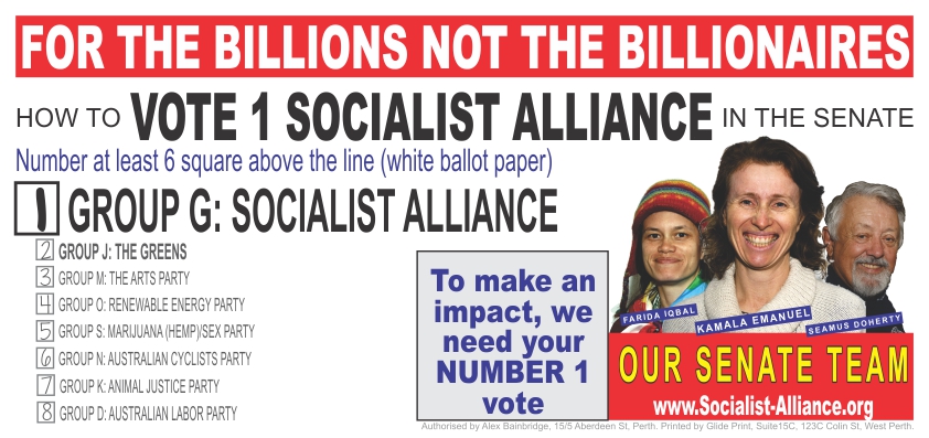 How to vote Socialist Alliance in the WA senate