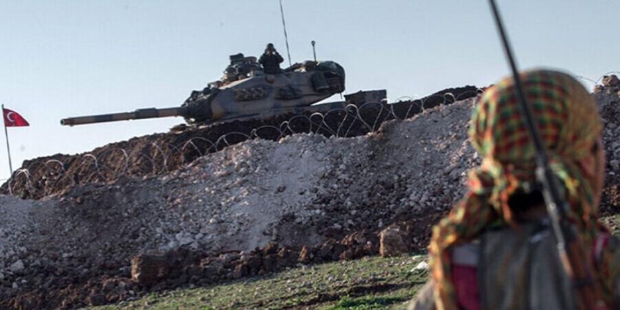 Turkish forces near the border with Syria