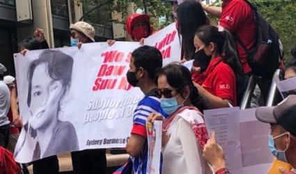 Sydney rally against the coup in Burma/Myanmar, February 3 2021