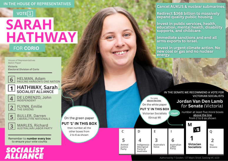 How to vote Socialist Alliance in Corio (Vic) How to vote Socialist Alliance in Corio (Vic)