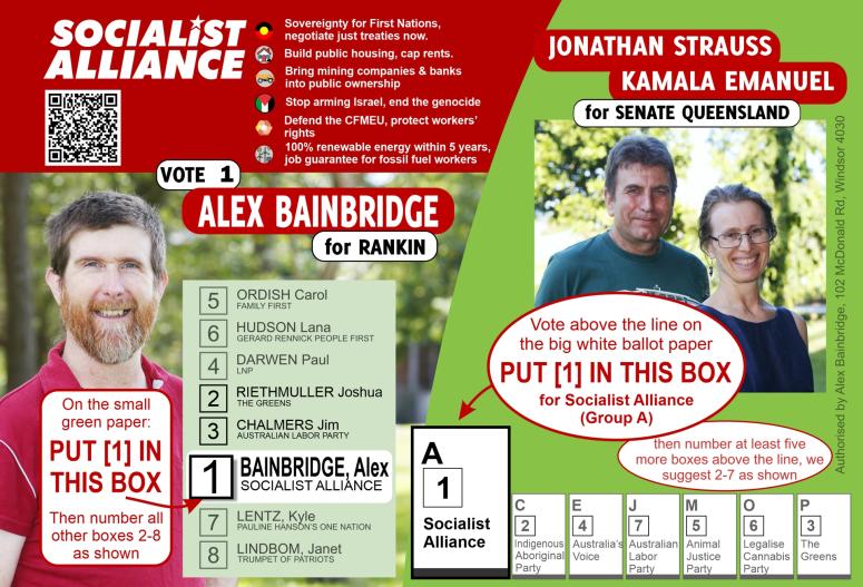 How to vote Socialist Alliance in the seat of Rankin
