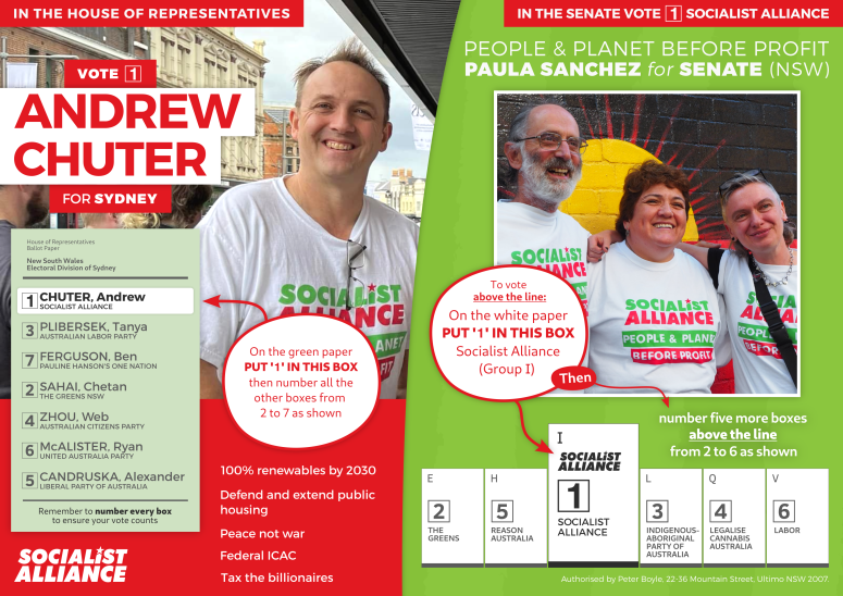 How to vote Andrew Chuter Socialist Alliance in the Senate New South Wales 2022