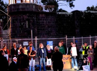 Sue Bolton campaigning in 2016 to save Pentridge Prison's social heritage.