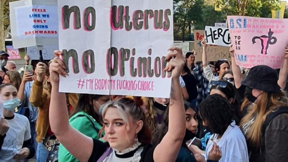 Perth protest in solidarity with US women fighting for abortion rights.