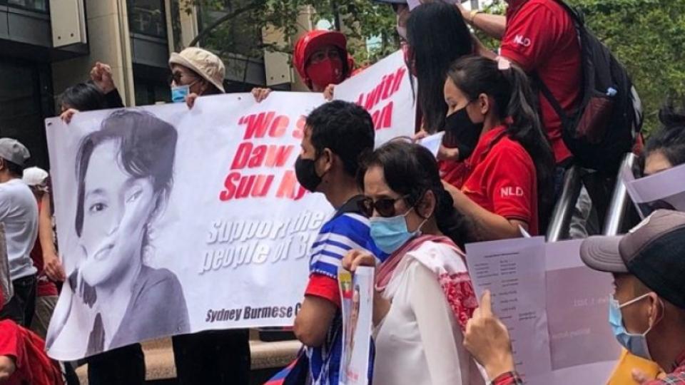 Sydney rally against the coup in Burma/Myanmar, February 3 2021