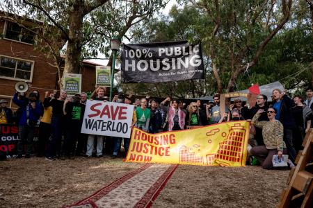 protesters at the save waterloo camp