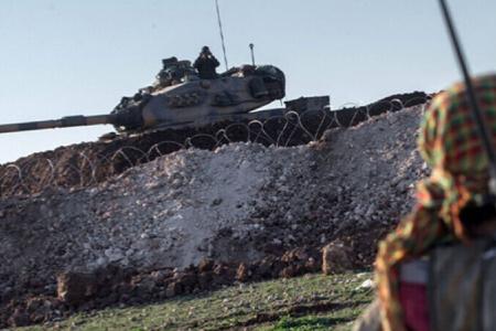 Turkish forces near the border with Syria